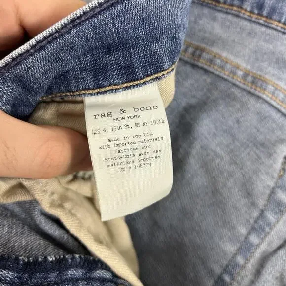 Rag Bone Jeans Mens 30 Fit 2 Slim Medium Wash Blue Stretch Denim Standard Issue - Picture 8 of 14